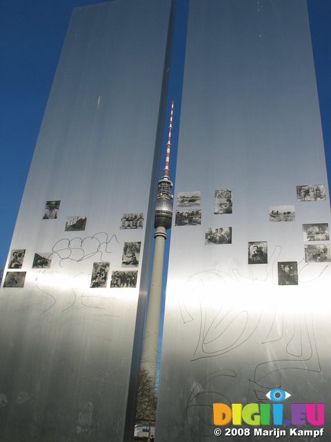 25461 Fernsehturm Berlin (TV Tower) through gap in communist memorial